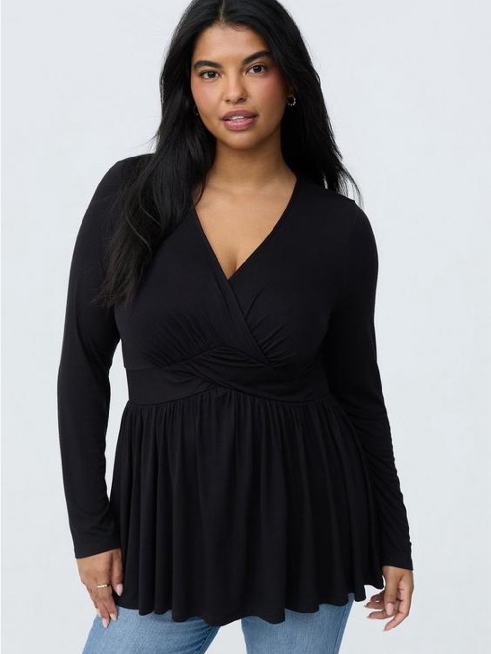 Torrid Twist Front Slinky Babydoll Tunic Top – Black – Women’s Plus Size 00 NWT